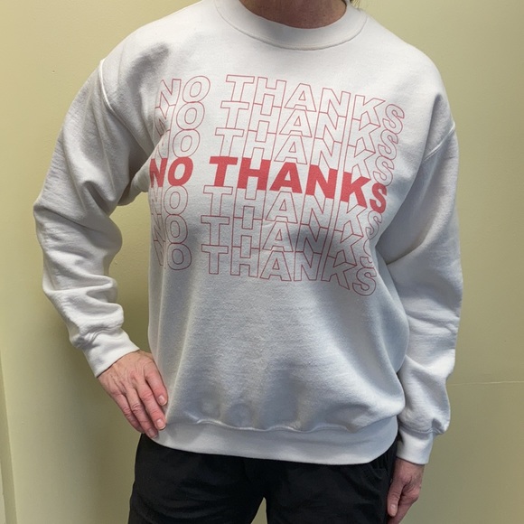 NO THANKS  Sz M Preowned “grocery bag” hilarious crewneck sweatshirt - Picture 7 of 7